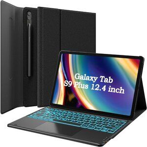 Samsung Galaxy Tab S9 Plus Keyboard Case - 7 Color Backlit Touchpad & S Pen Hold